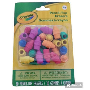 Crayola Set of 30 Pencil Top Erasers Back to School Kids